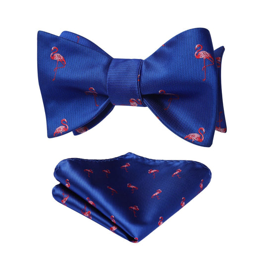 Hisdern Flamingo Blue Red Animal Bow Tie Accessories Set for Party