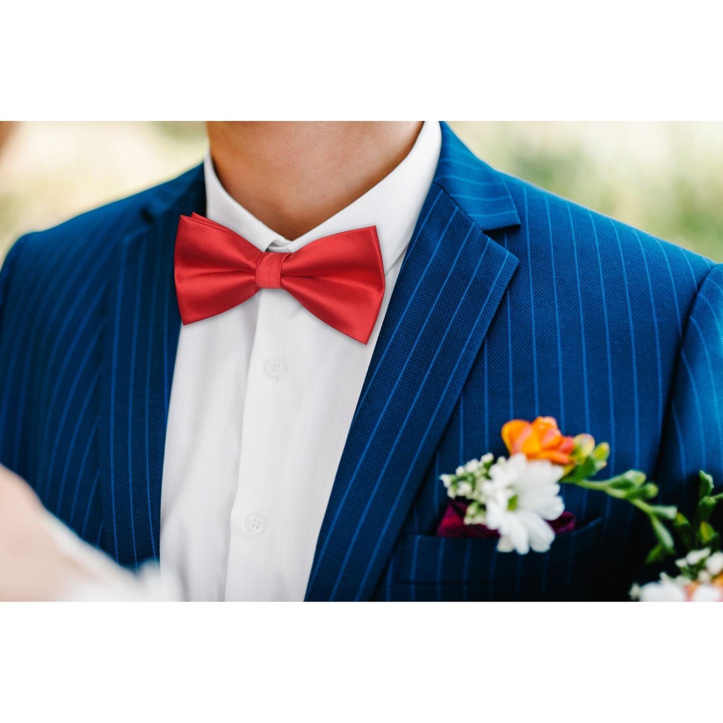 Hisdern Red Solid Pre-Tied Bow Tie For Evening Wear