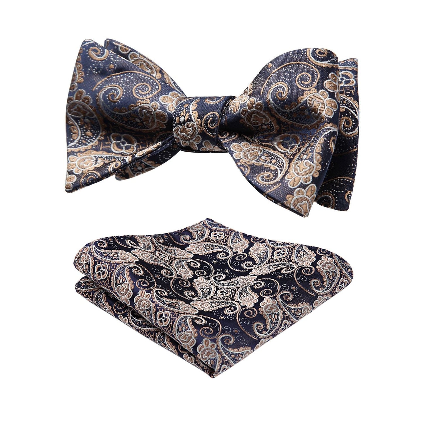 Hisdern Gold Paisley Bow Tie Set For Evening Wear