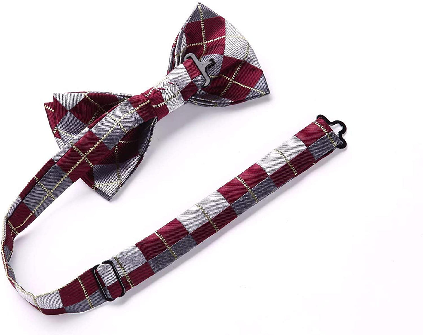 Hisdern Plaid Suspenders Pre-tied Bow Tie Set Red Pattern Accessories