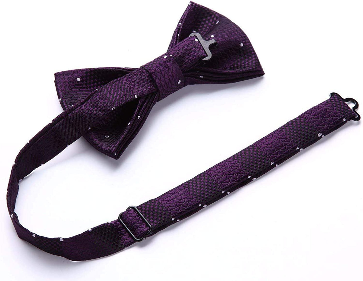 Hisdern Plaid Suspenders Pre-tied Bow Tie Set Purple Pattern Accessories