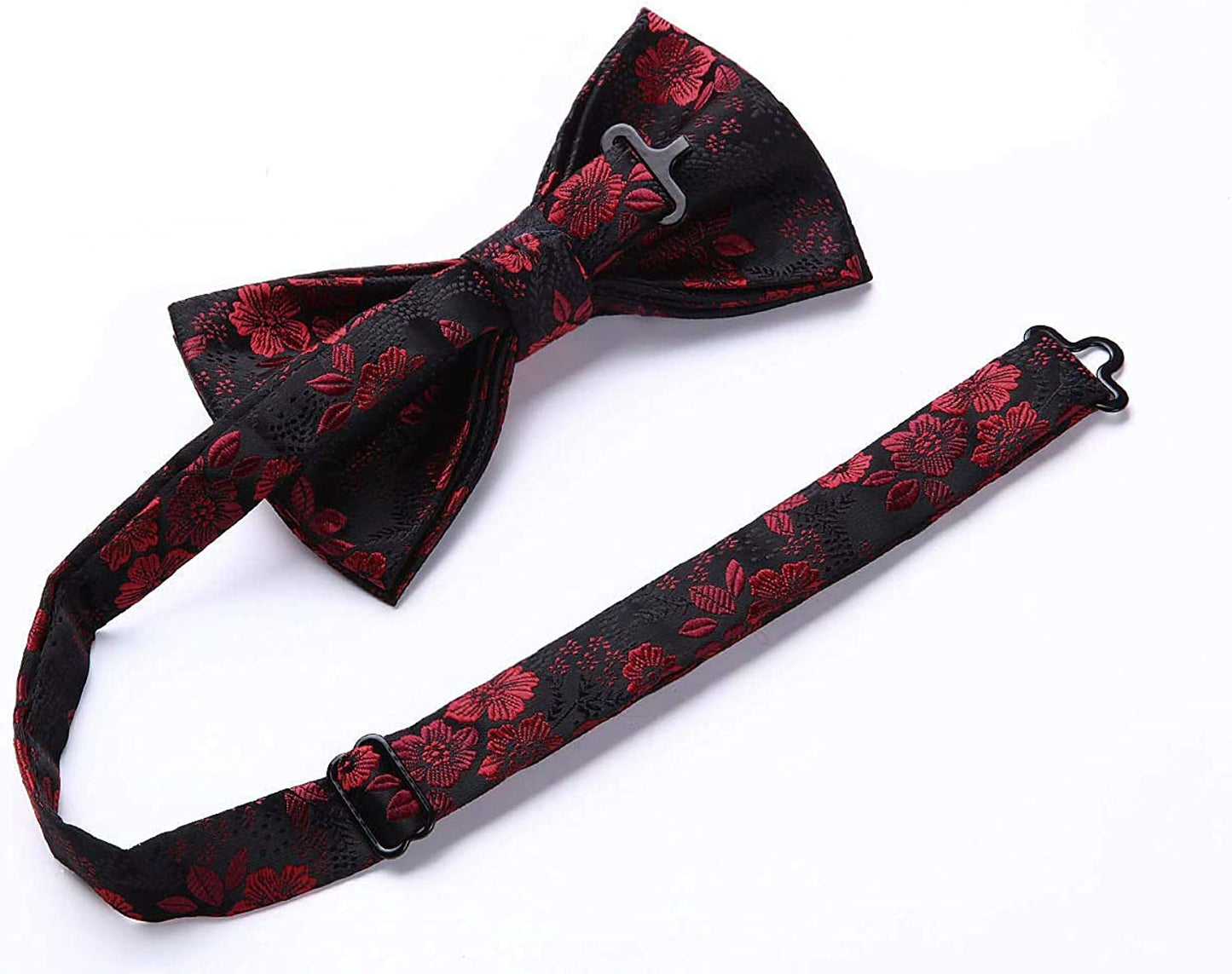 Hisdern Paisley Suspenders Pre-tied Bow Tie Set Red Black Formal Accessories