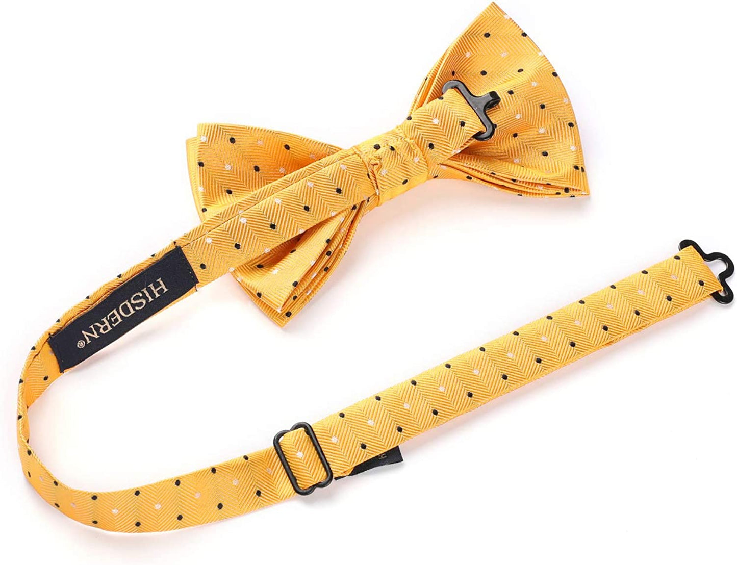 Hisdern Yellow Polka Dot Pre-Tied Bow Tie Set For Evening Wear