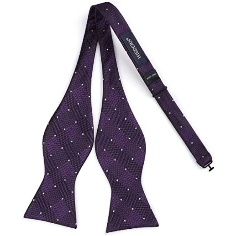 Hisdern Purple Plaid Bow Tie Set For Special Occasions