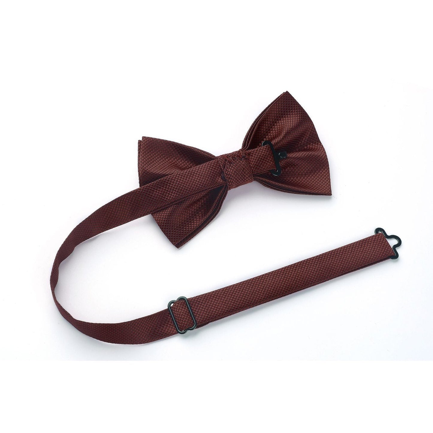Hisdern Brown Solid Pre-Tied Bow Tie Accessories Set For Evening Wear