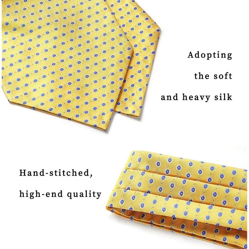 Hisdern Floral Yellow Ascot Cravat for Men Wedding Formal