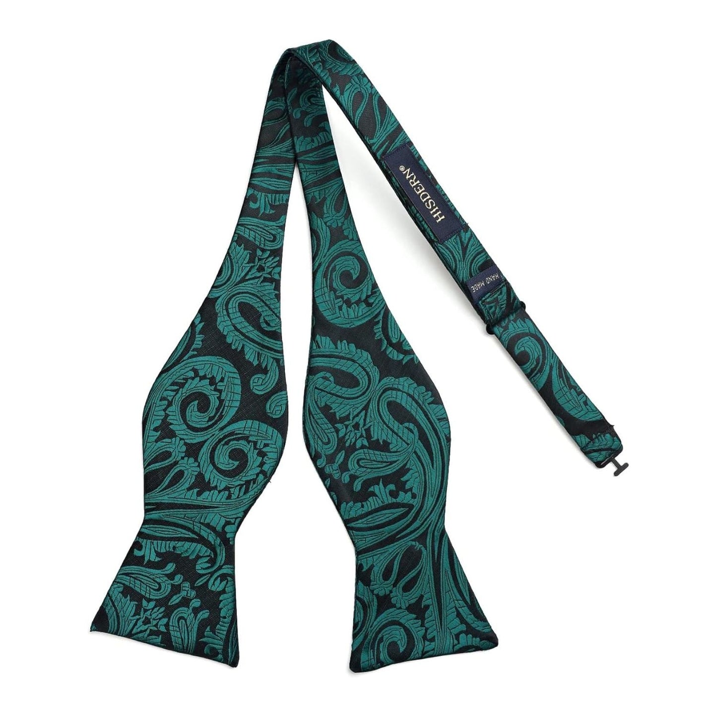 Hisdern Teal Paisley Bow Tie Set For Evening Wear