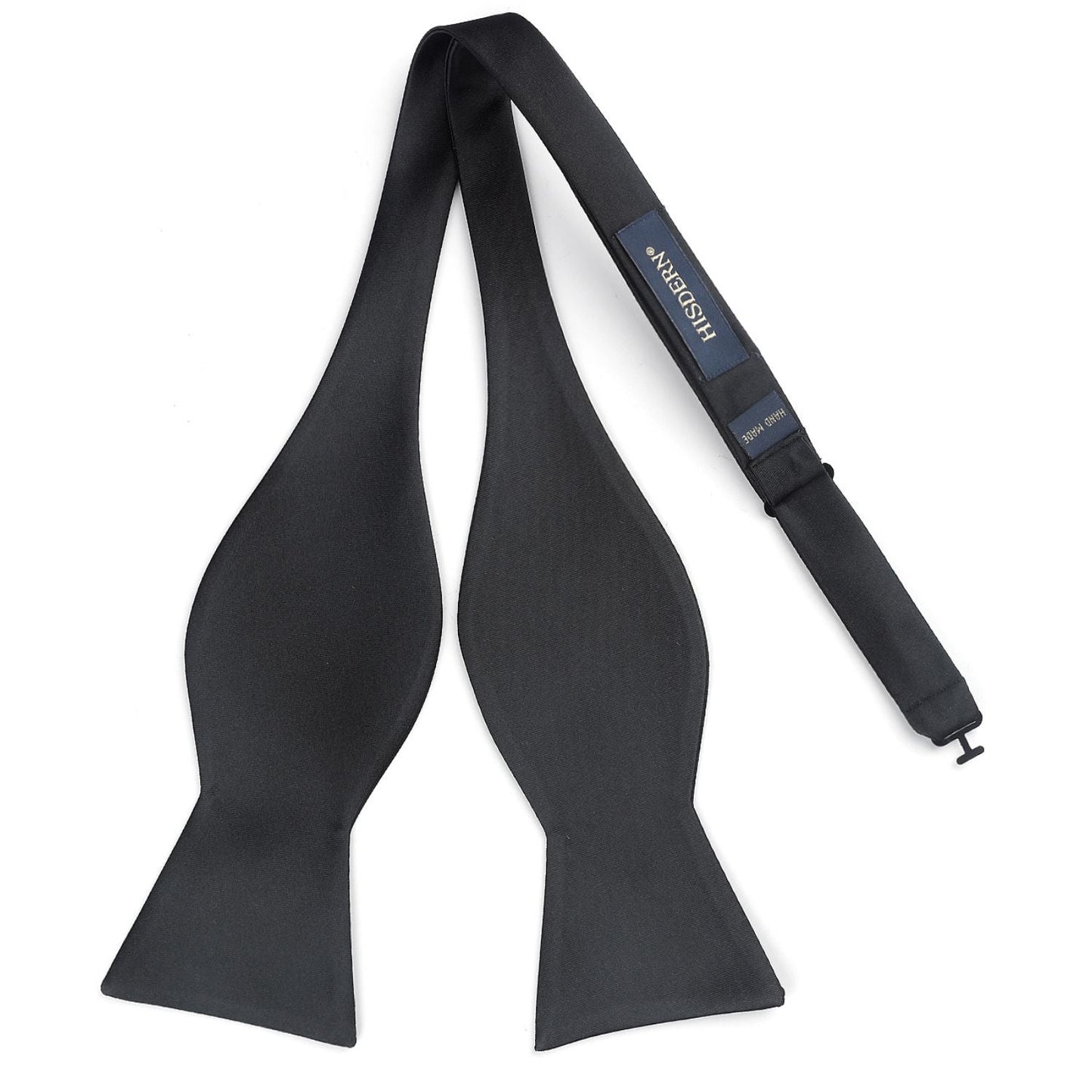 Hisdern Black Solid Bow Tie Accessories Set For Evening Wear