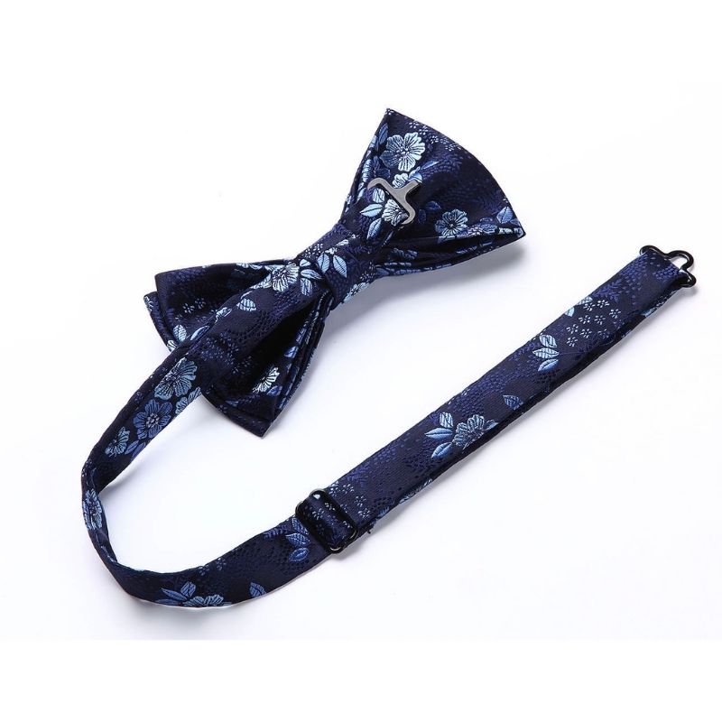 Hisdern Floral Suspenders Pre-tied Bow Tie Set Blue Formal Accessories