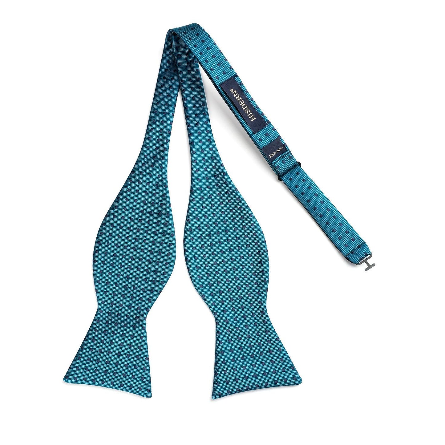 Hisdern Polka Dots Green Navy Blue Bow Tie Set for Party Wedding