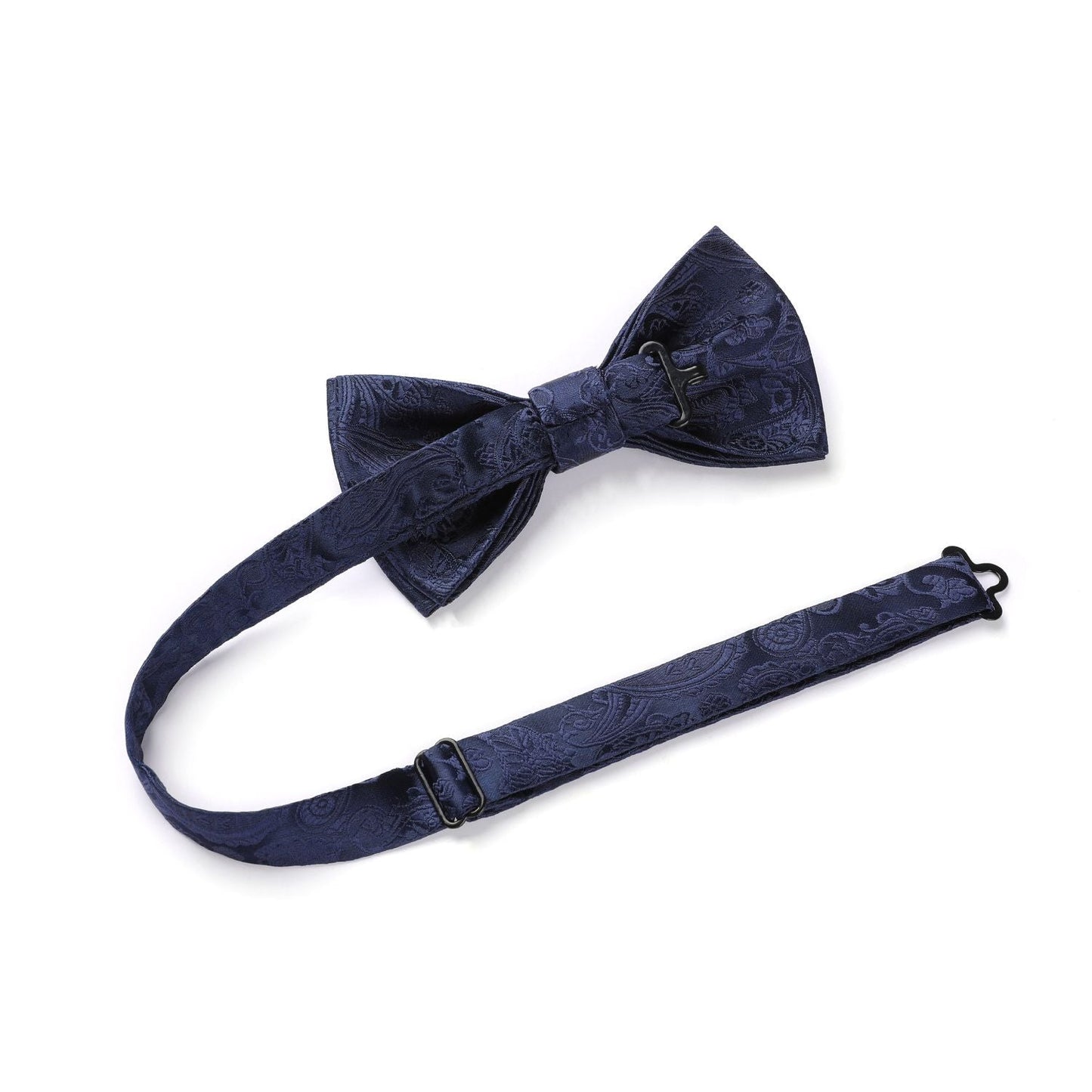 Hisdern Blue Paisley Pre-Tied Bow Tie Set for Wedding