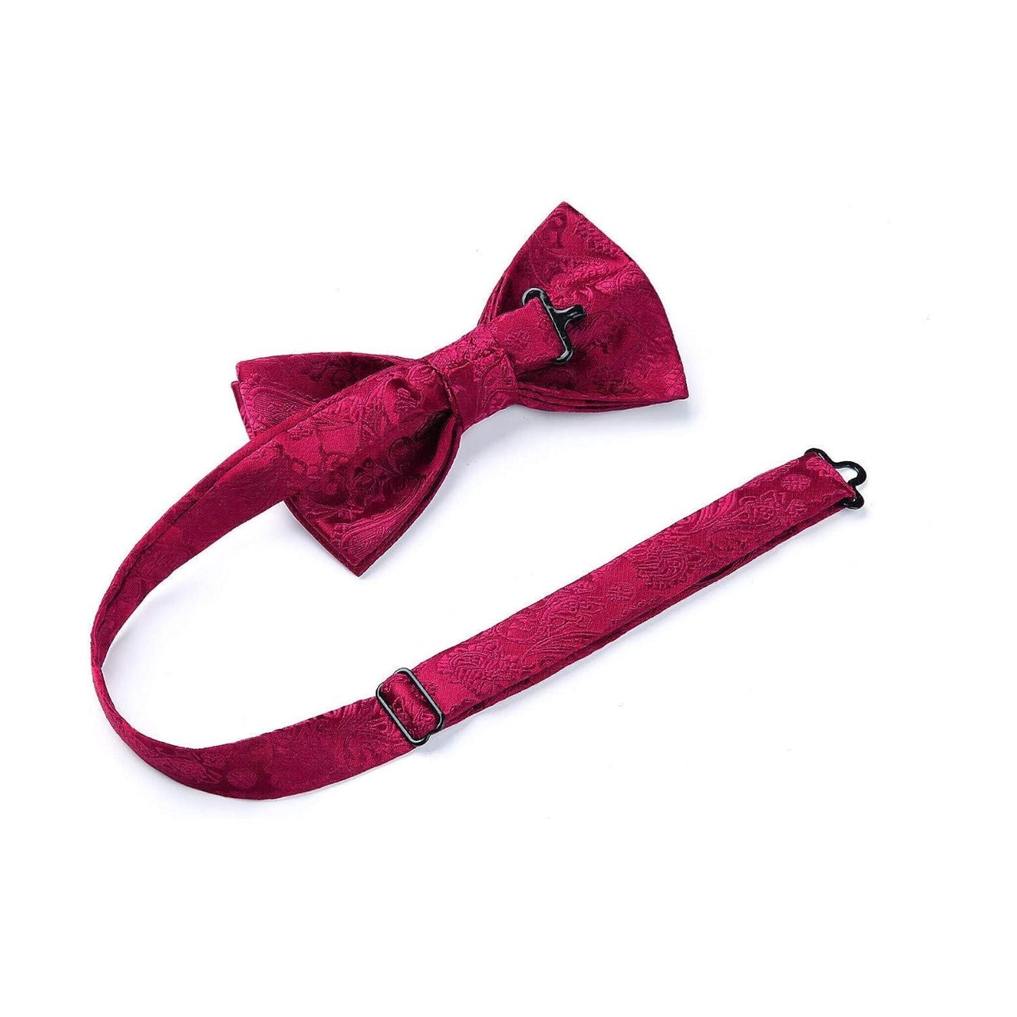 Hisdern Red Paisley Pre-Tied Bow Tie Set for Wedding