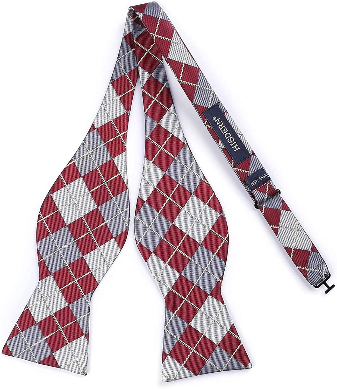 Hisdern Plaid Suspenders Bow Tie Set Burgundy Pattern Accessories