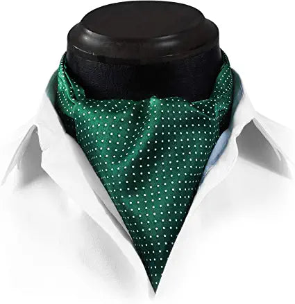 Hisdern Polka Dot Ascot Green Cravat for Men Vintage Style Neckwear