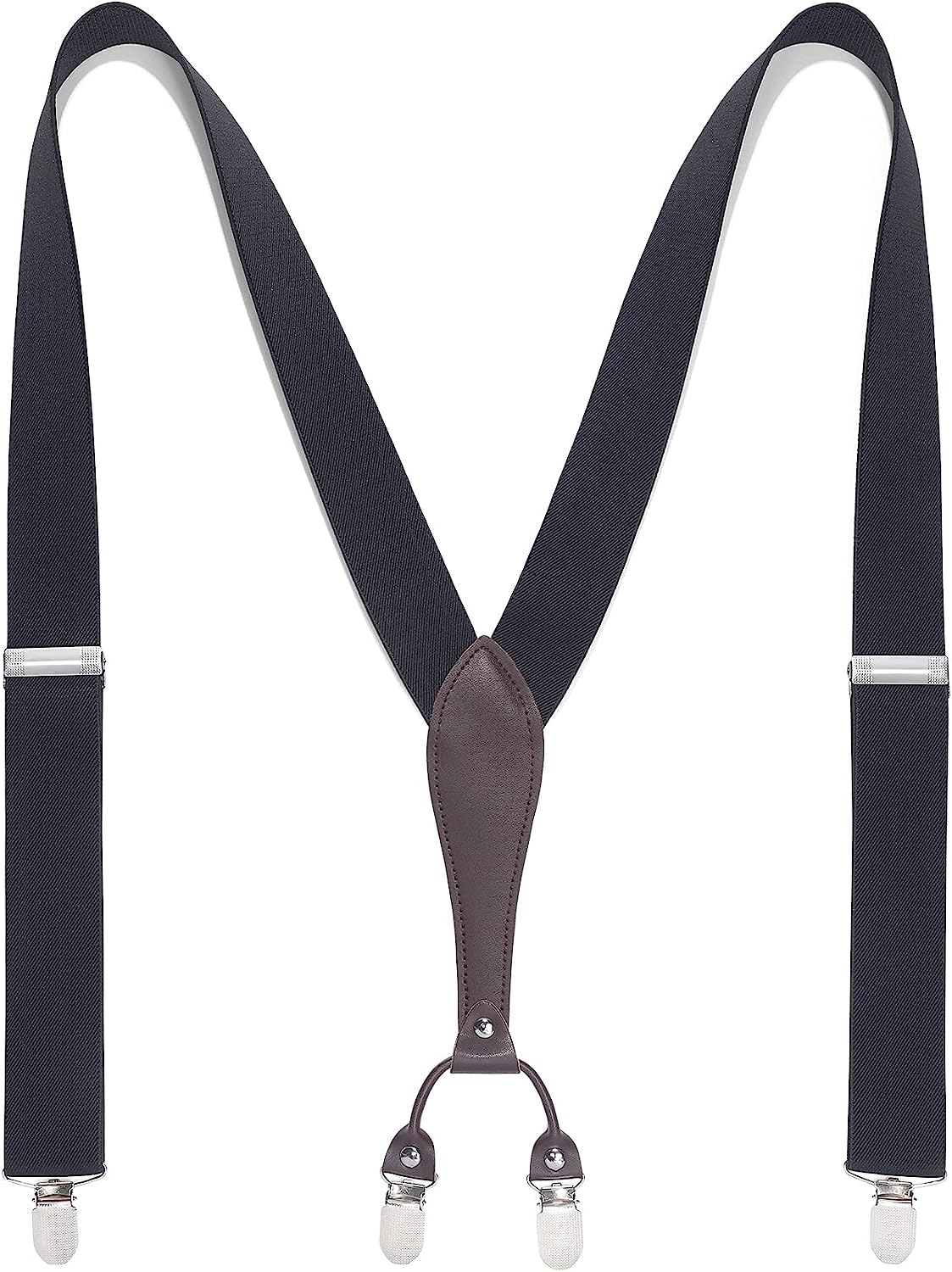 Hisdern Classic Black Suspenders Y-Back Adjustable Fit for Men