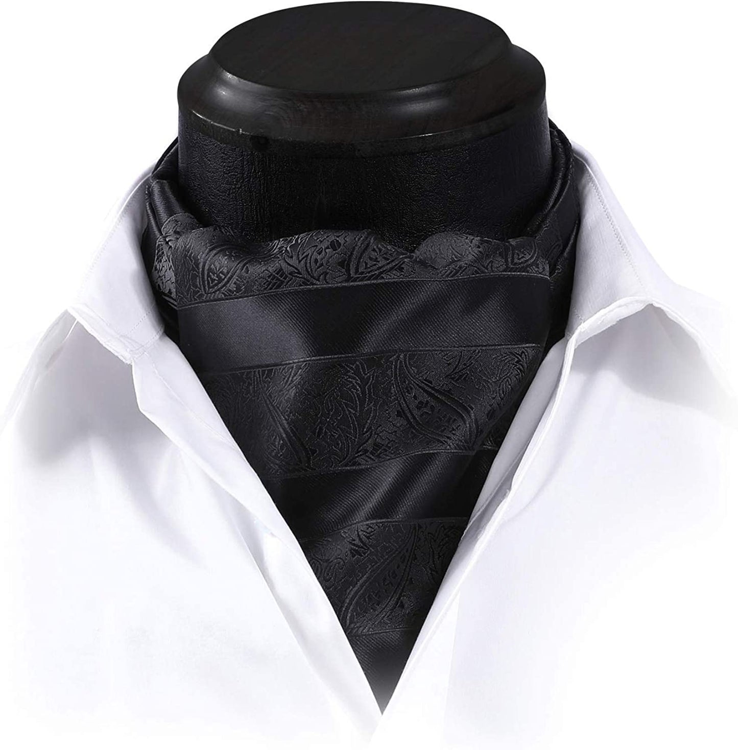 Hisdern Paisley Ascot Cravat for Men Black Formal Neckwear