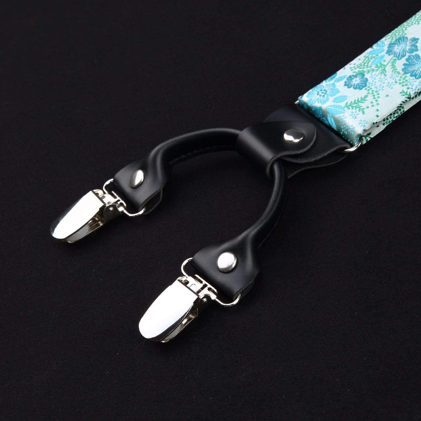 Hisdern Floral Suspenders Bow Tie Set Green Formal Accessories