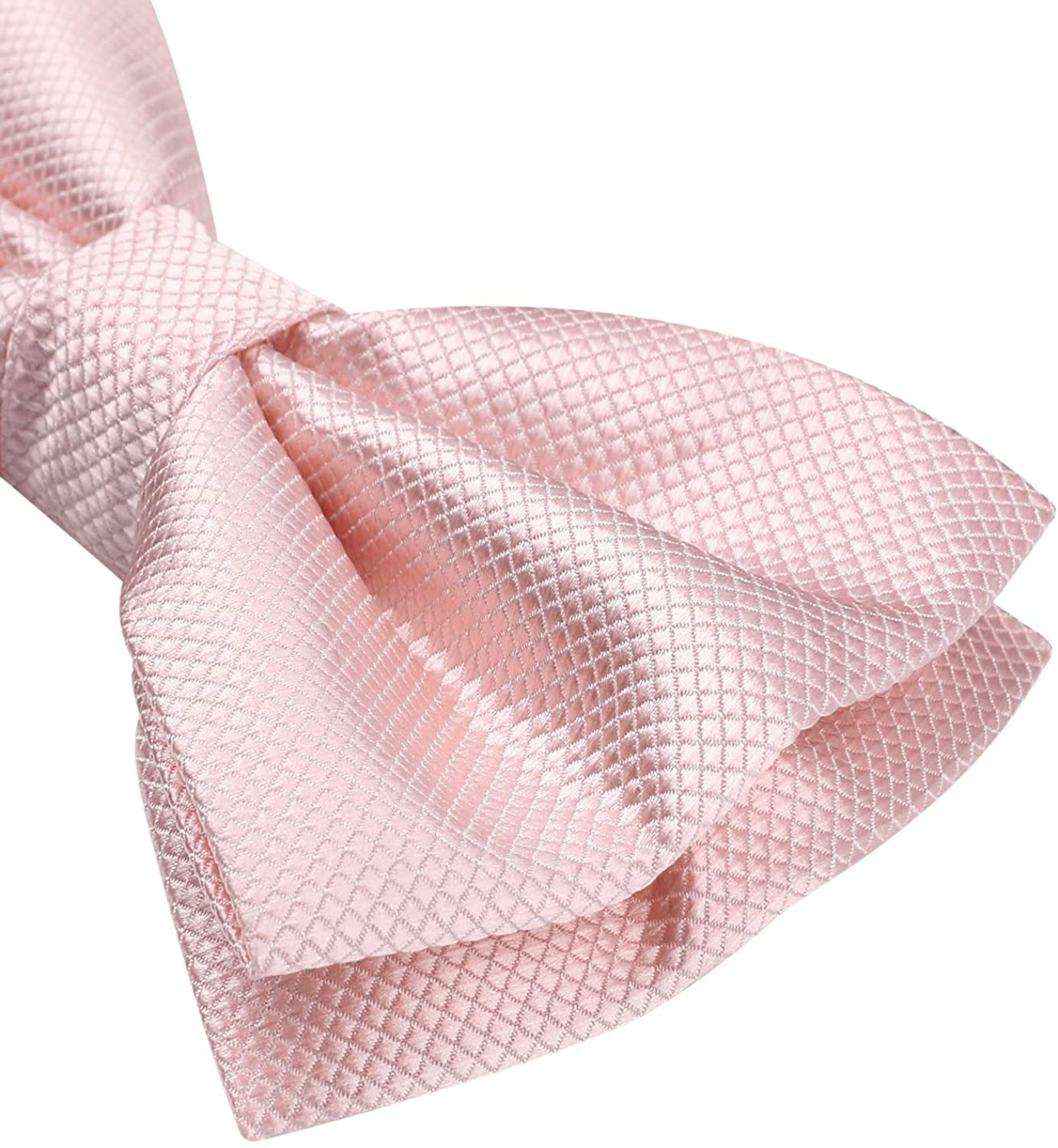 Hisdern Light Pink Solid Pre-Tied Bow Tie Accessories Set For Evening Wear