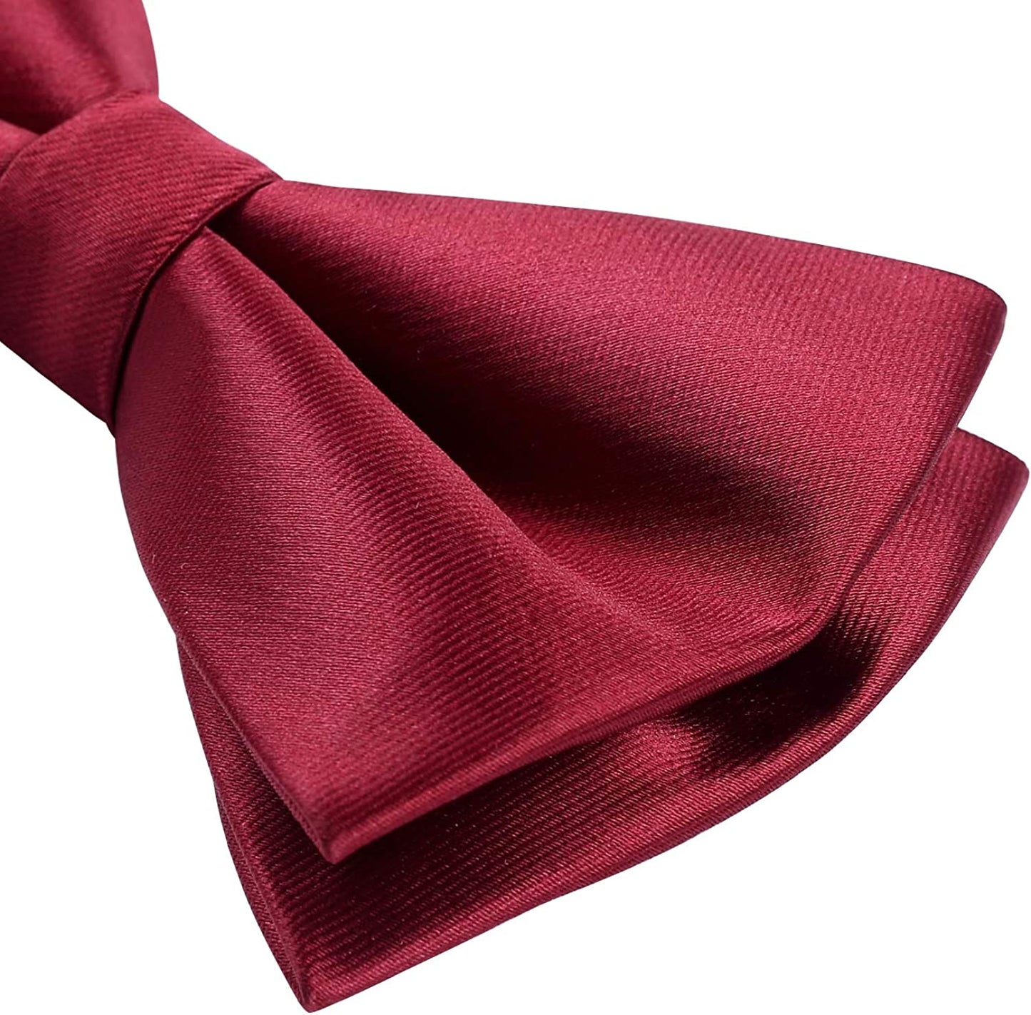 Hisdern Burgundy Solid Pre-Tied Bow Tie Accessories Set For Evening Wear