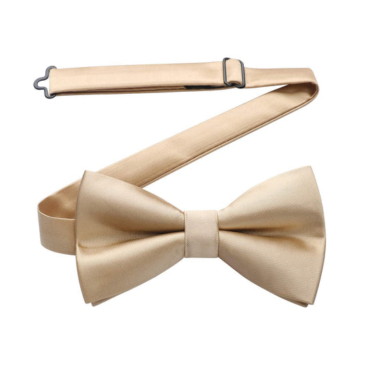 Hisdern Champagne Solid Pre-Tied Bow Tie Adjustable For Wedding Party
