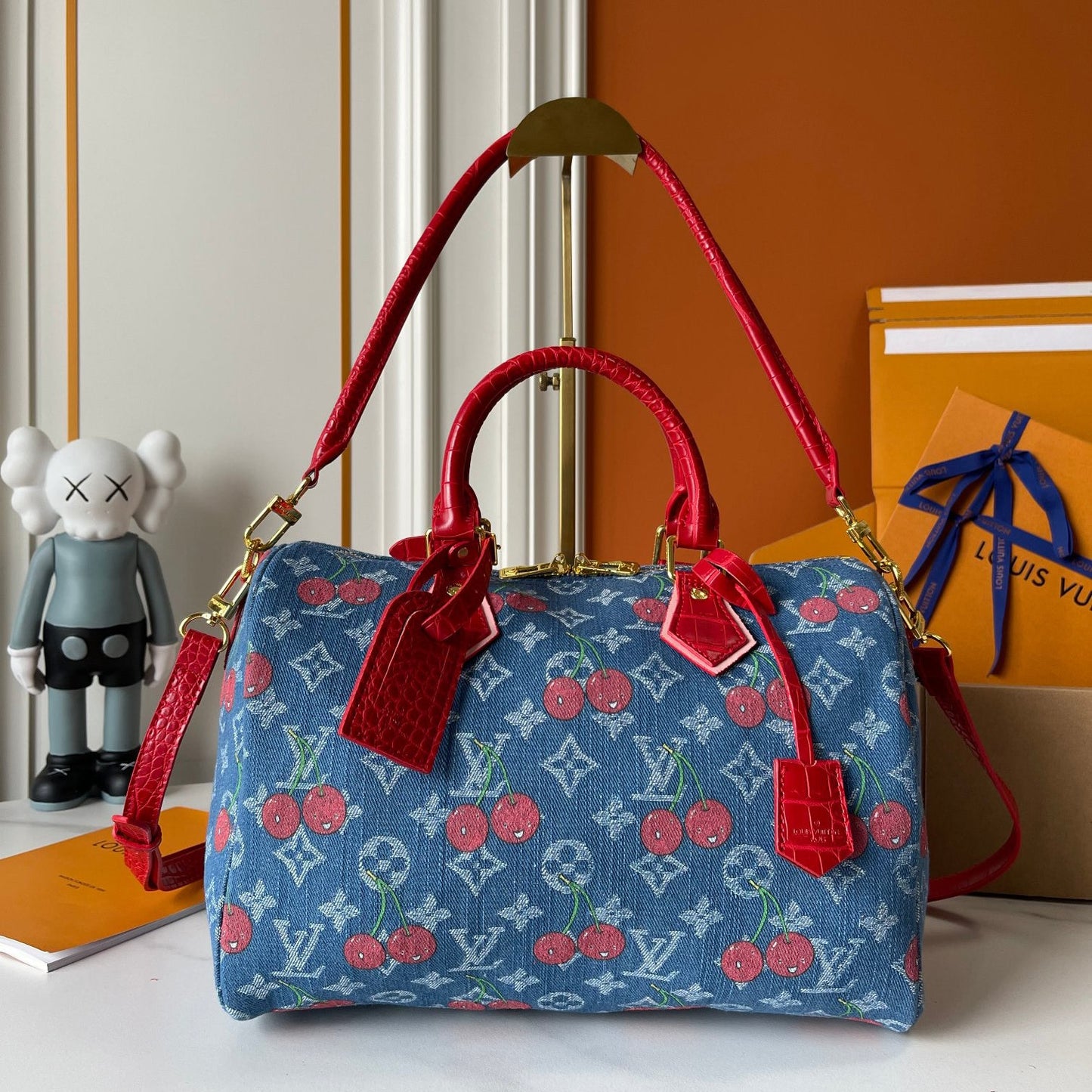 Denim Blue Cherry Crossbody Bag 1025070323
