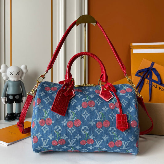 Denim Blue Cherry Crossbody Bag 1025070323