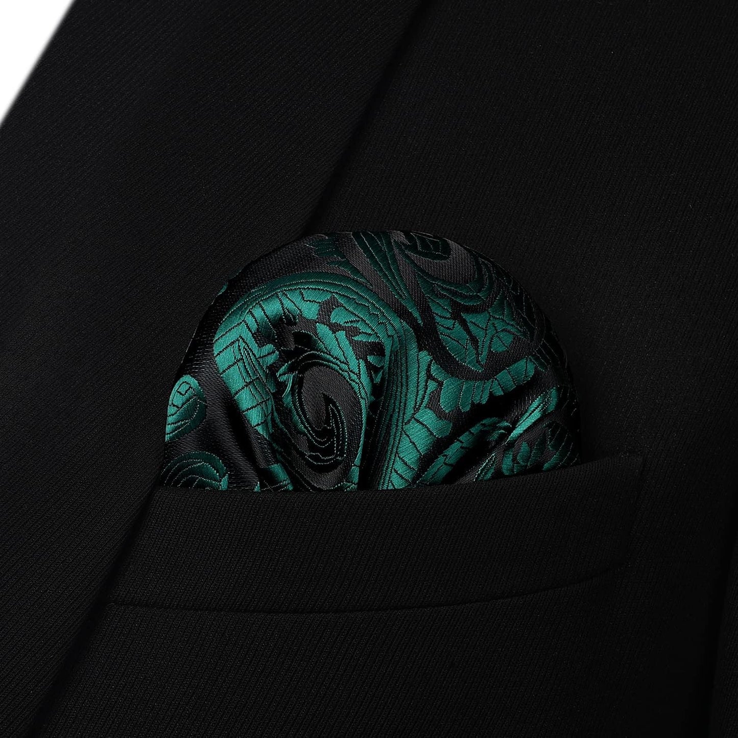 Hisdern Teal Paisley Bow Tie Set For Evening Wear