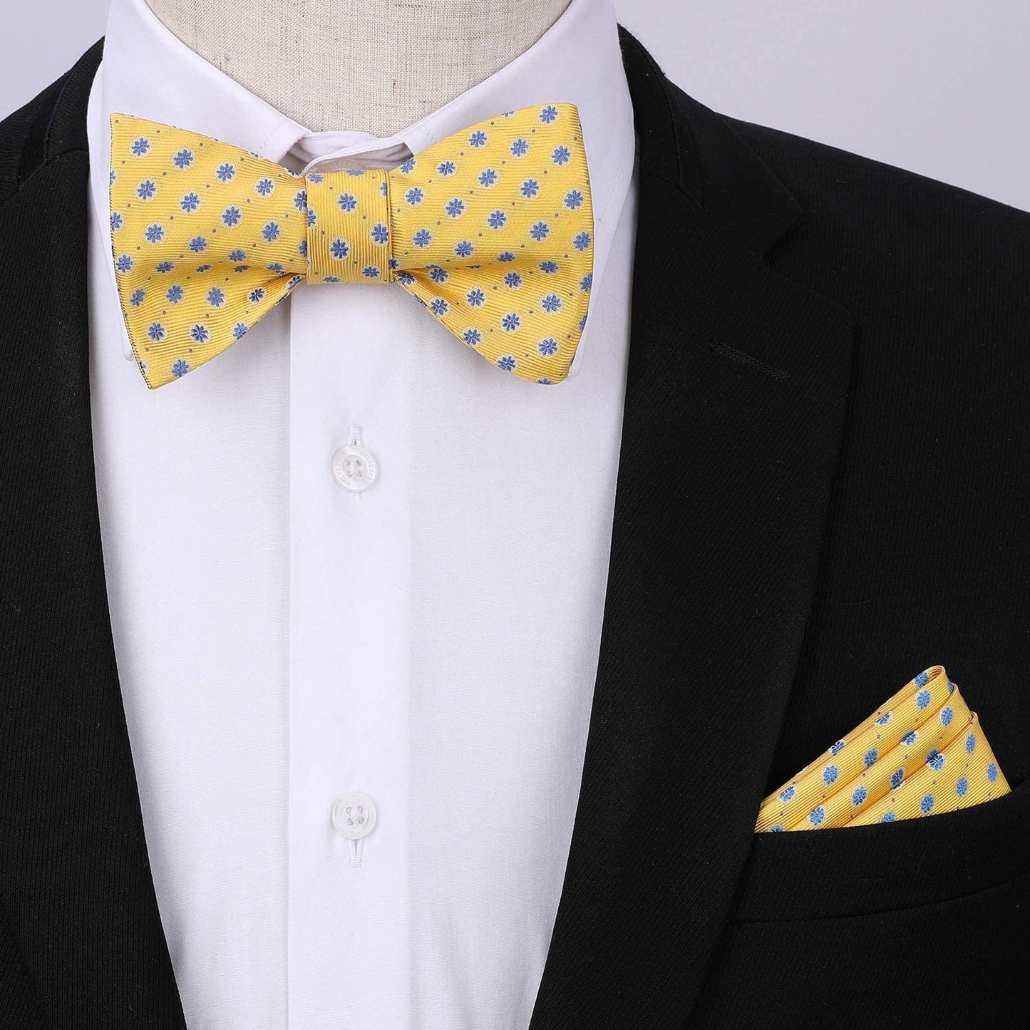 Hisdern Floral Suspenders Bow Tie Set Yellow Formal Accessories