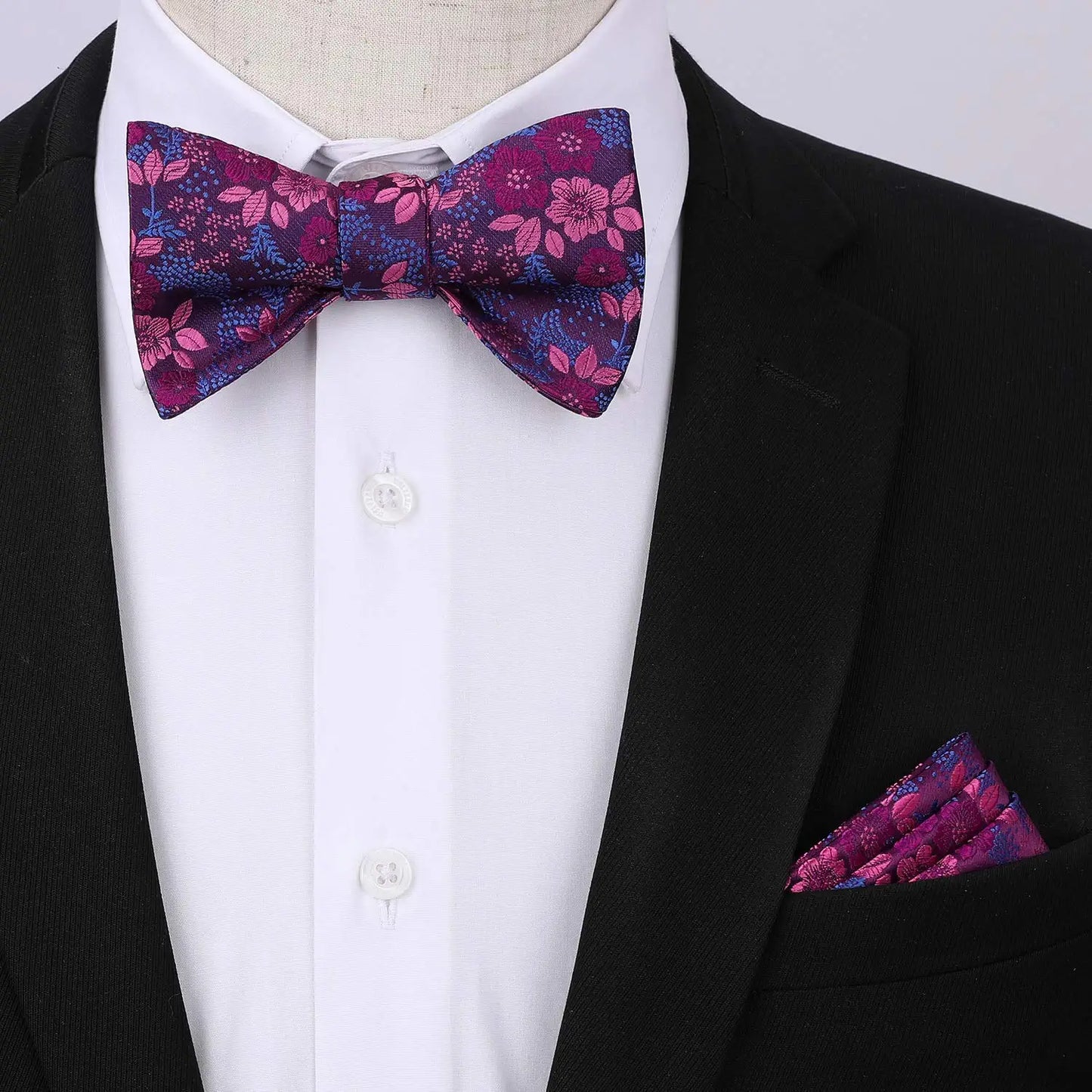 Hisdern Paisley Suspenders Bow Tie Set Purple Formal Accessories