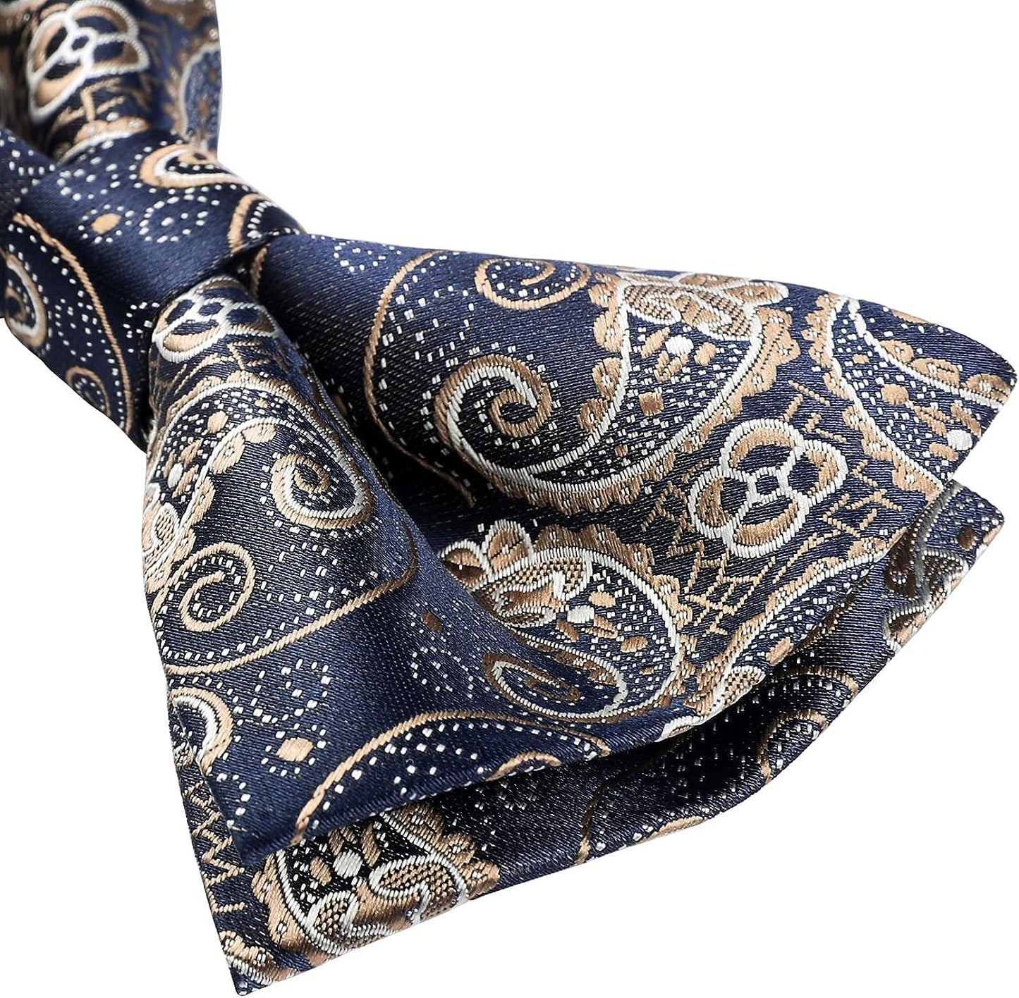 Hisdern Vintage Blue Green Paisley Pre-Tied Bow Tie for Wedding
