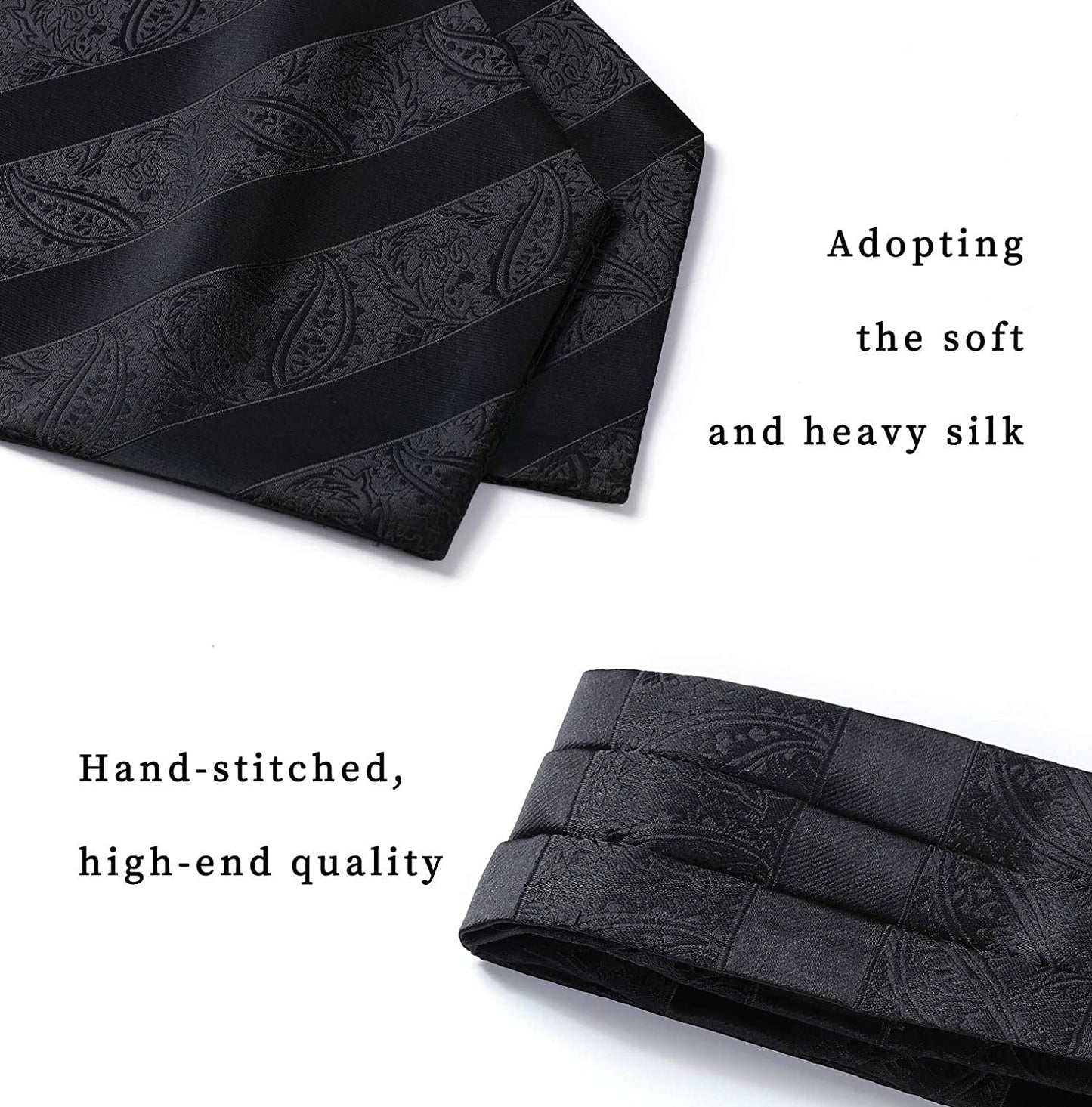 Hisdern Paisley Ascot Cravat for Men Black Formal Neckwear