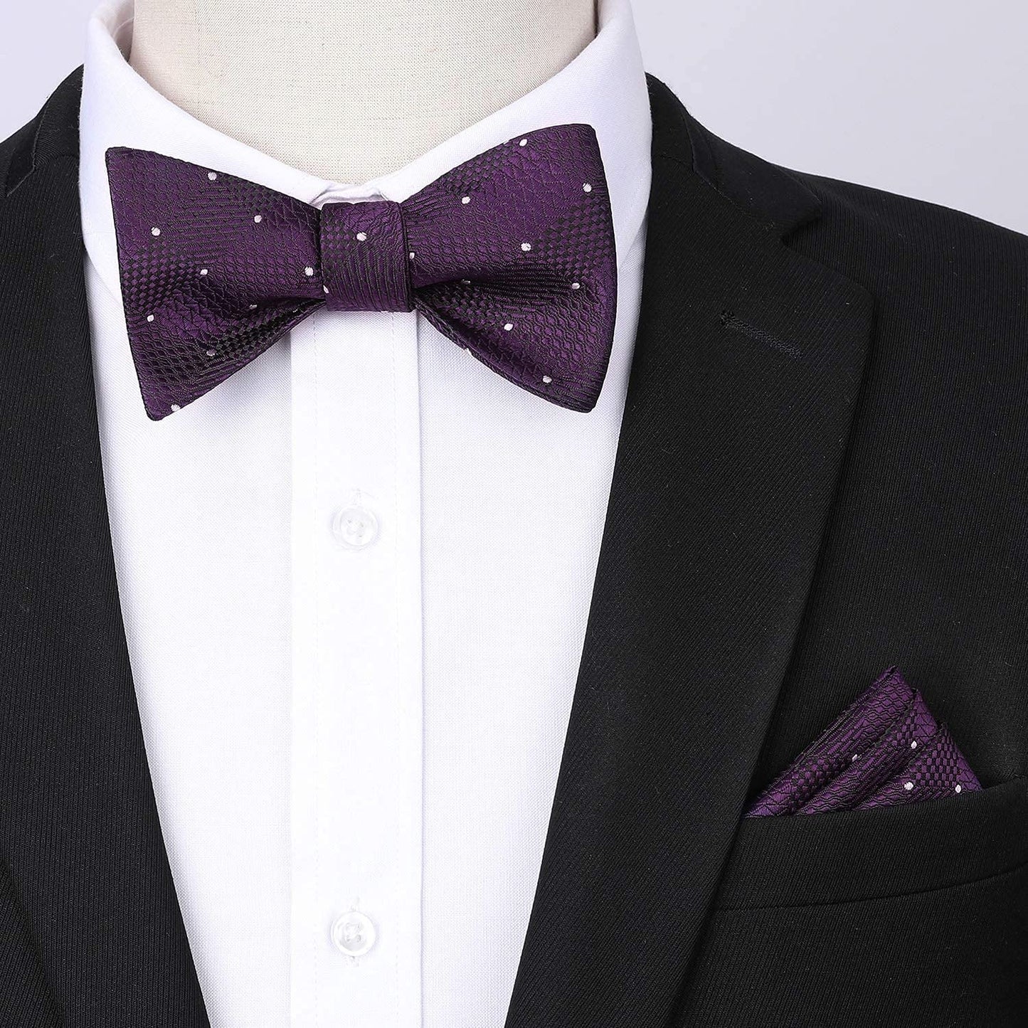 Hisdern Plaid Suspenders Bow Tie Set Purple Pattern Accessories