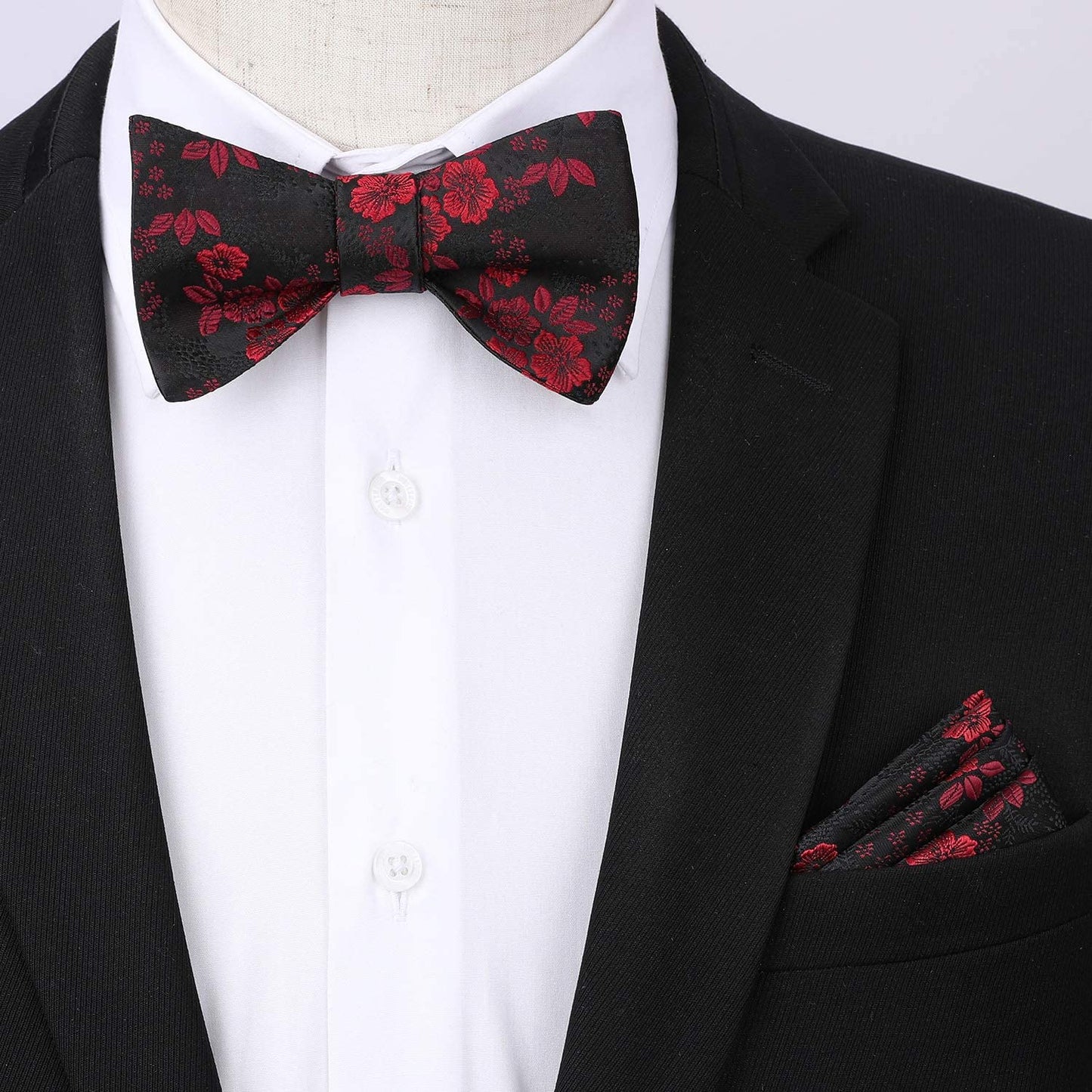 Hisdern Paisley Suspenders Bow Tie Set Red Black Formal Accessories