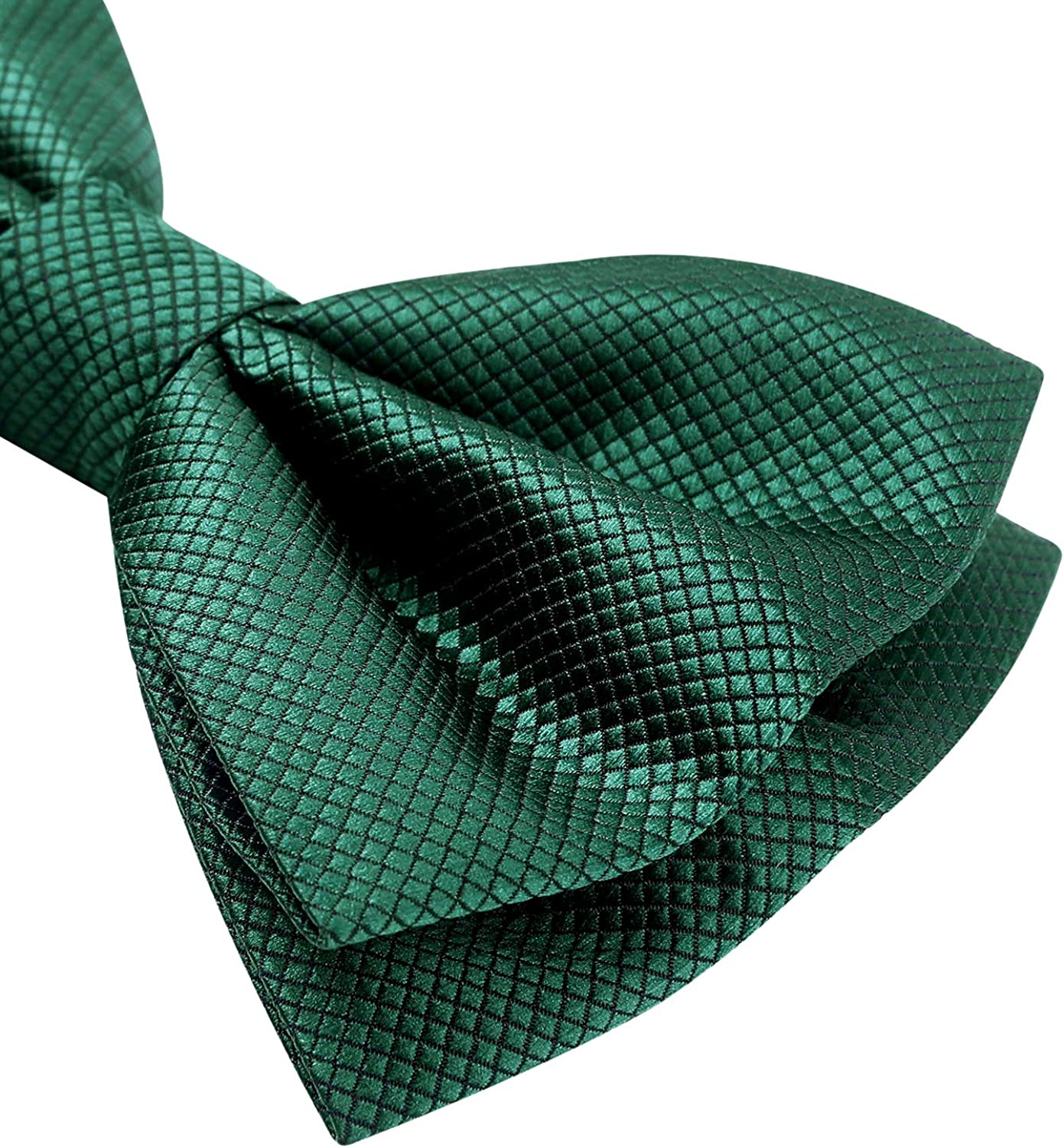 Hisdern Emerald Green Solid Pre-Tied Bow Tie Accessories Set For Evening Wear