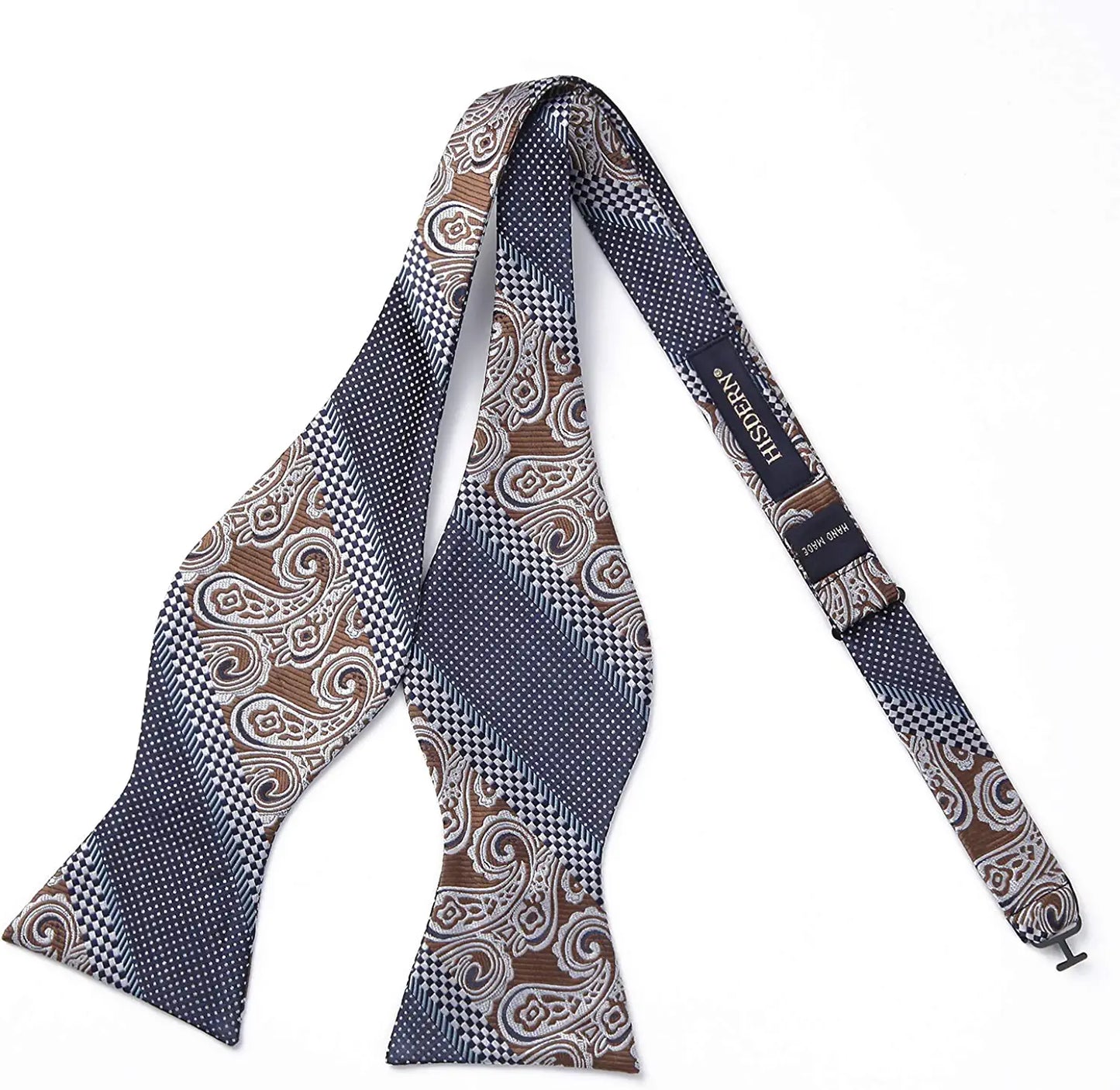 Hisdern Paisley Suspenders Bow Tie Set Brown Navy Formal Accessories