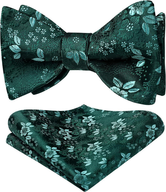 Hisdern Green Floral Bow Tie Set Groomsmen Wedding