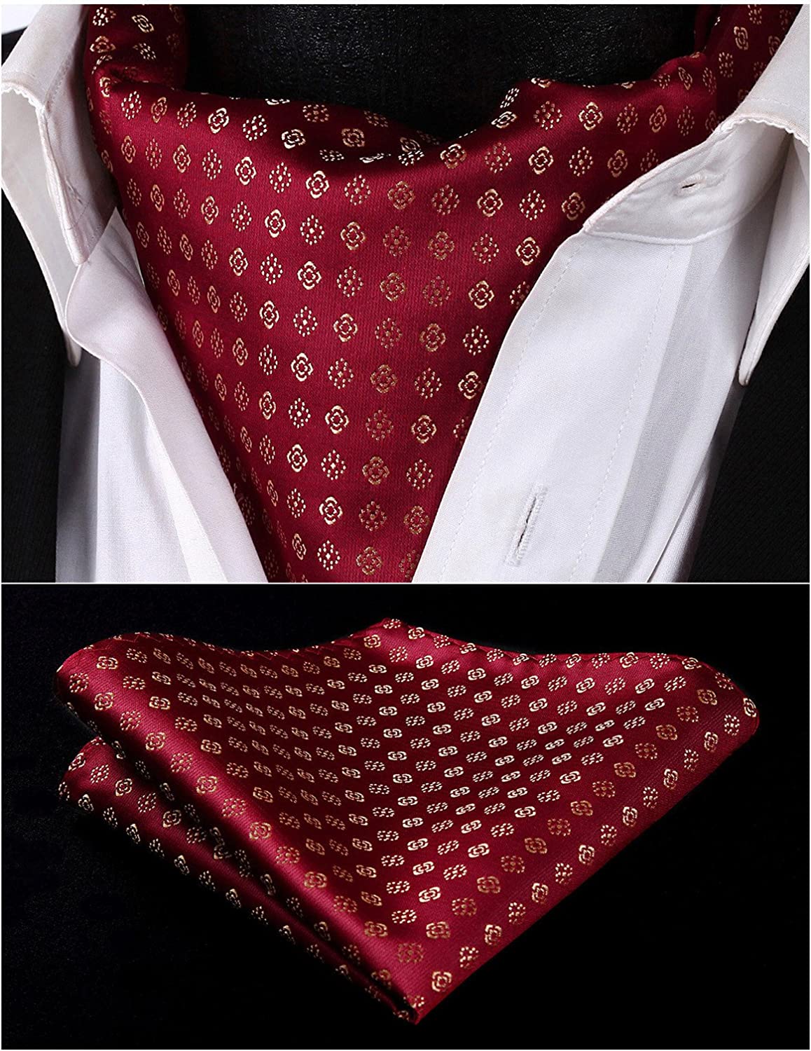 Hisdern Red Gold Floral Men’s Neckwear for Casual Style