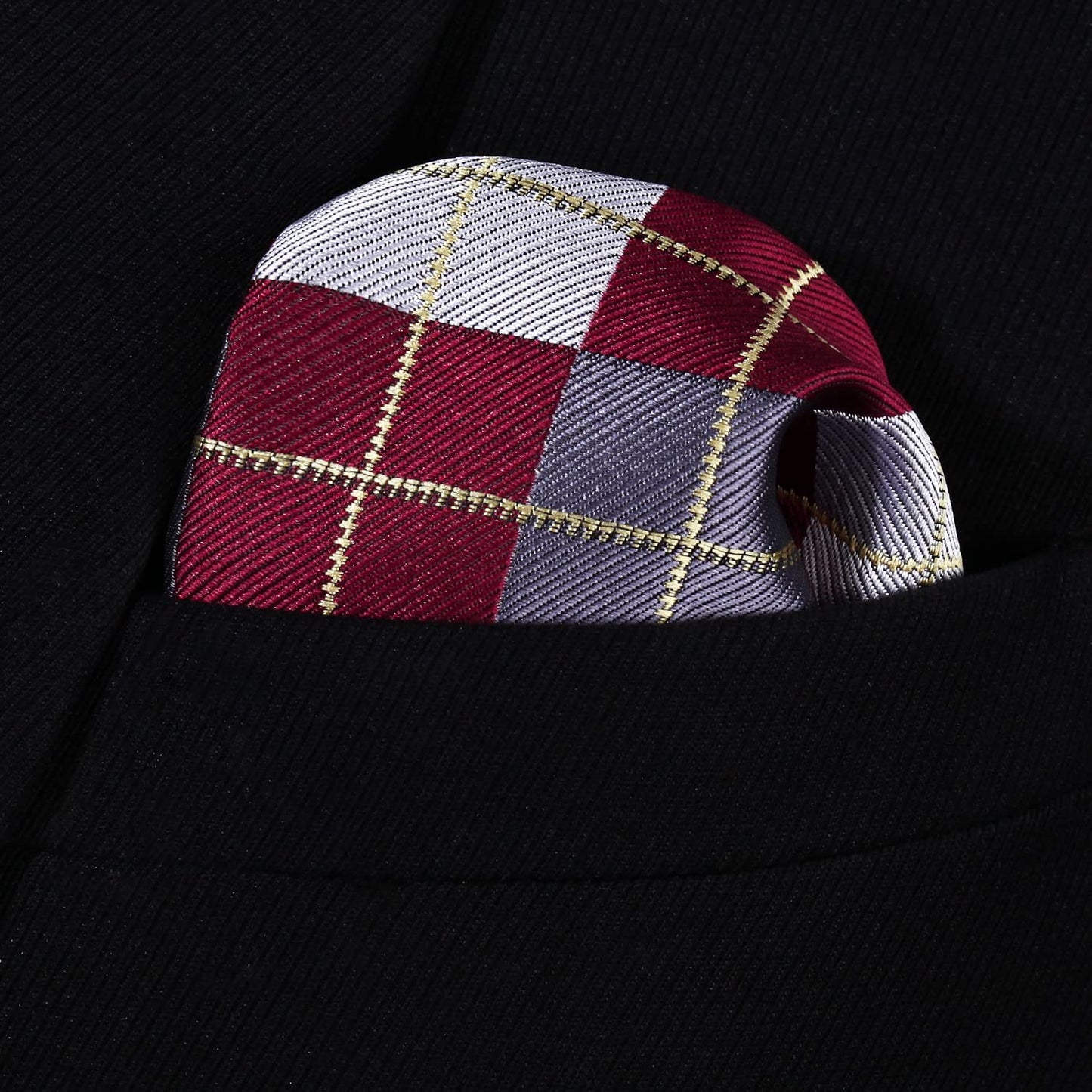 Hisdern Plaid Suspenders Bow Tie Set Burgundy Pattern Accessories