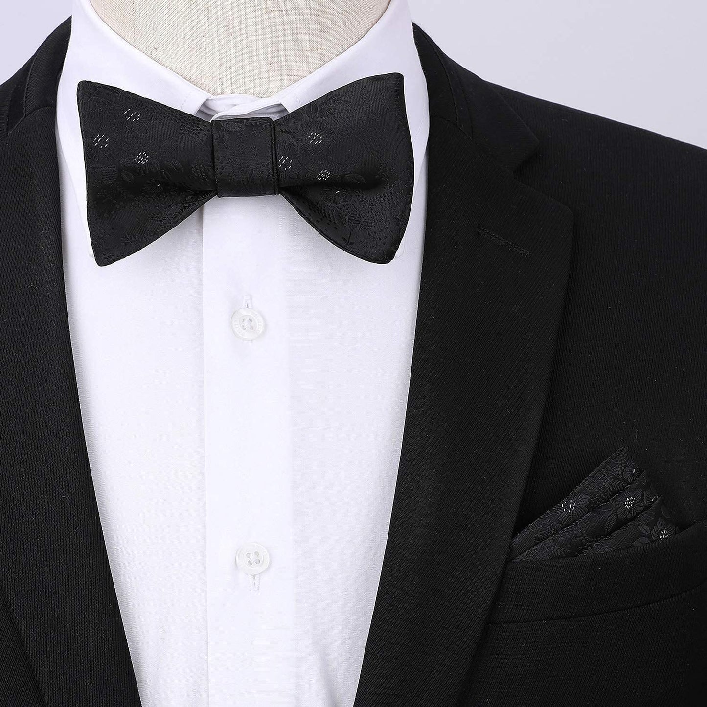 Hisdern Paisley Suspenders Bow Tie Set Black Formal Accessories