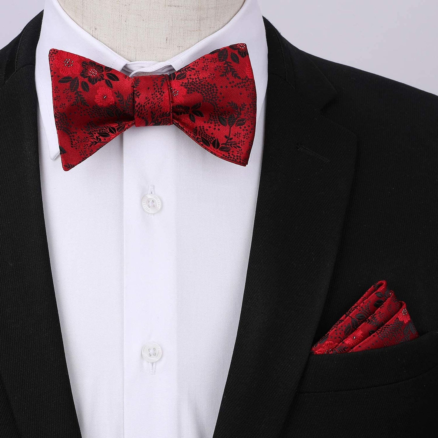 Hisdern Paisley Suspenders Bow Tie Set Red Formal Accessories