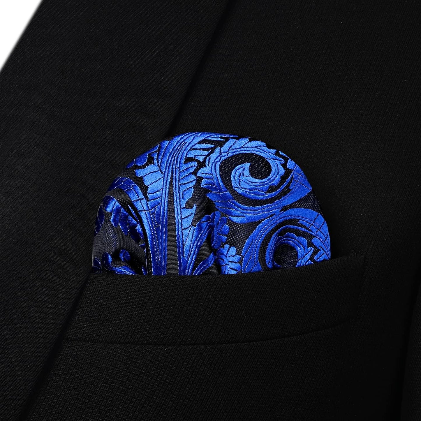 Hisdern Royal Blue Paisley Bow Tie Set For Evening Wear