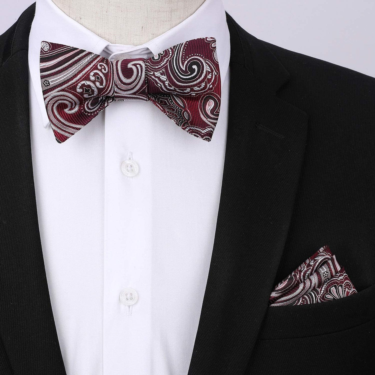 Hisdern Paisley Suspenders Bow Tie Set Red Formal Accessories