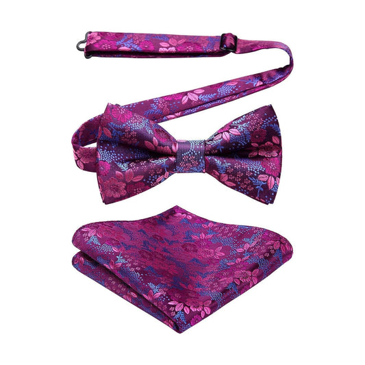 Hisdern Purple Paisley Pre-Tied Bow Tie For Evening Wear