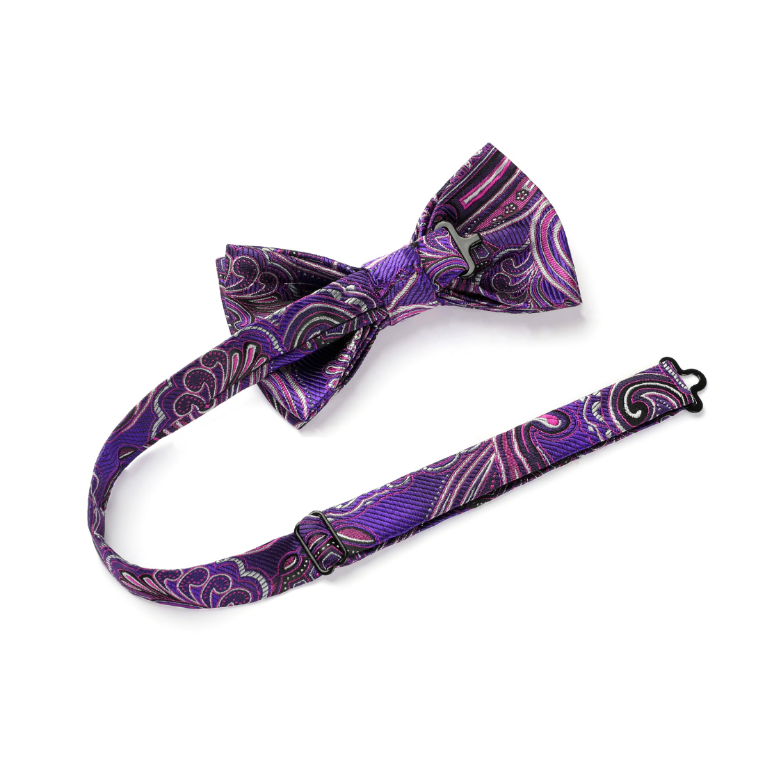 Hisdern Vintage Purple Paisley Pre-Tied Bow Tie Set for Wedding