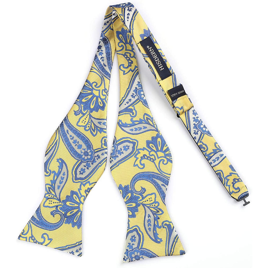 Hisdern Yellow Paisley Bow Tie Set For Evening Wear