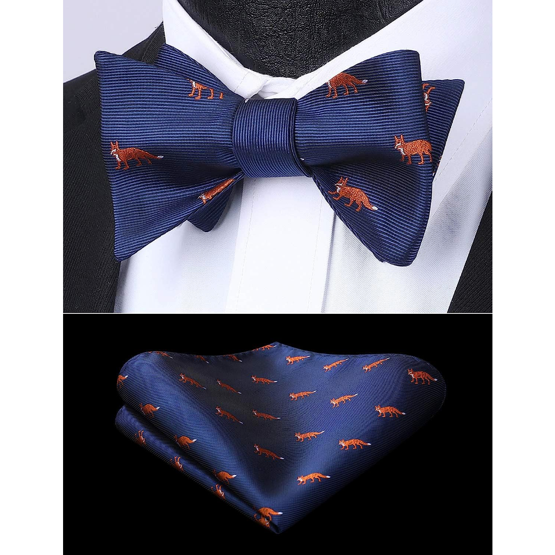 Hisdern Fox Blue Animal Bow Tie Accessories Set for Party