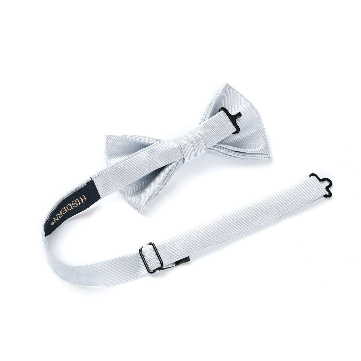 Hisdern Grey Solid Pre-Tied Bow Tie Accessories Set For Evening Wear