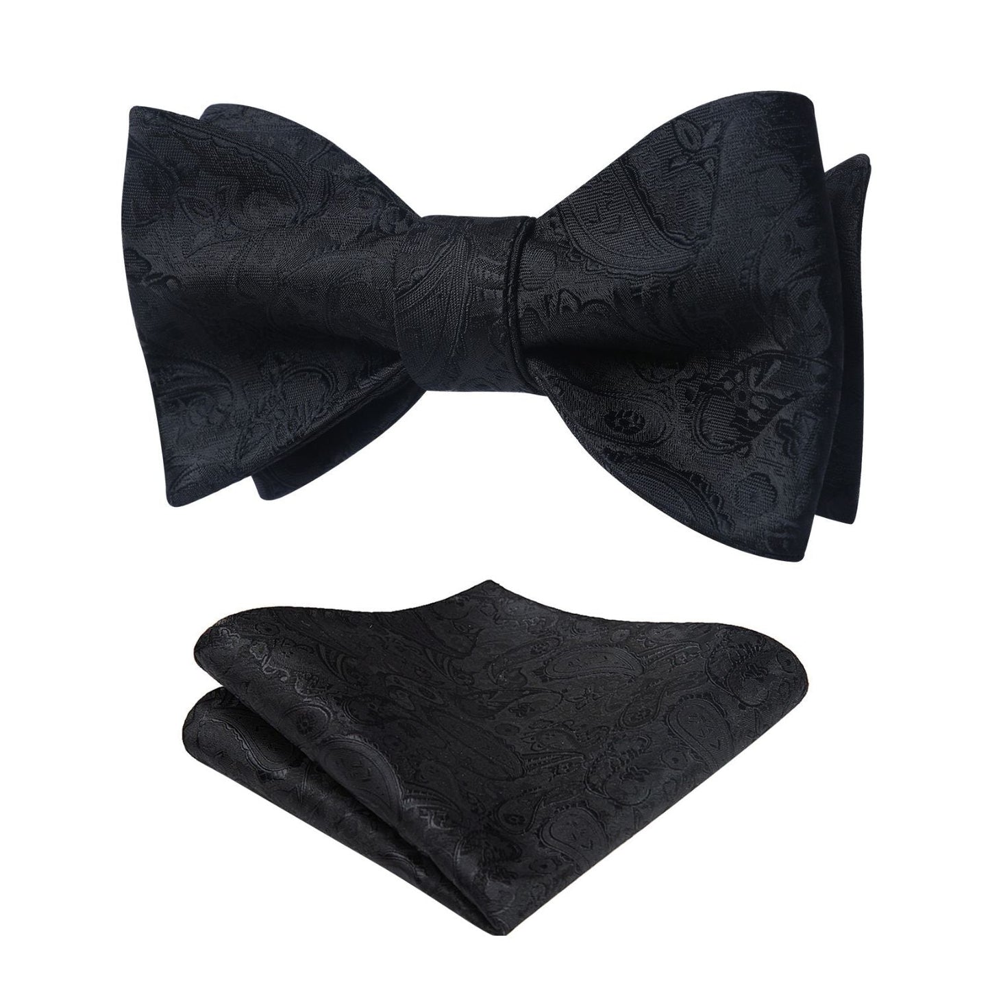 Hisdern Black Paisley Bow Tie Set For Evening Wear