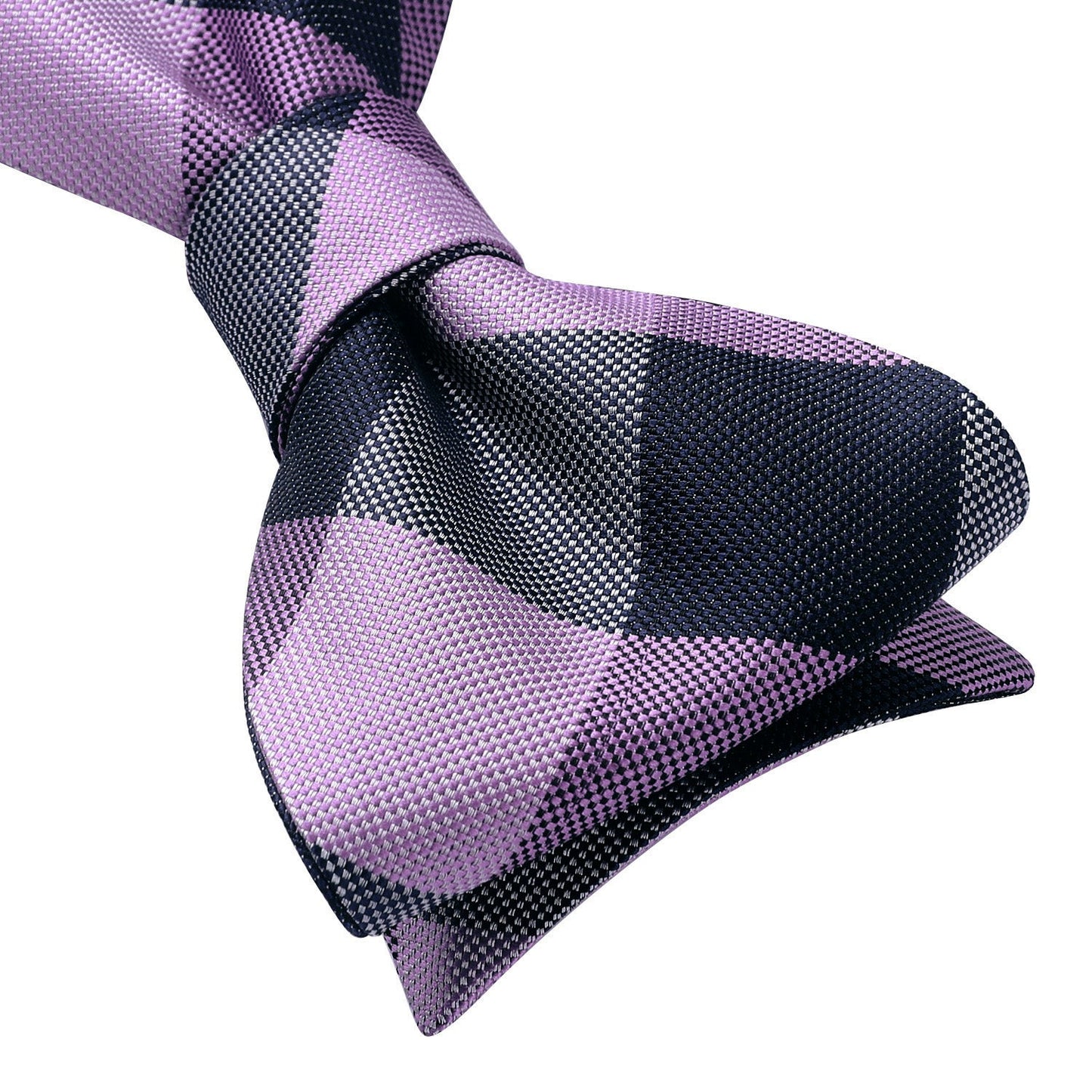 Hisdern Purple Navy Blue Plaid Bow Tie Set For Special Occasions
