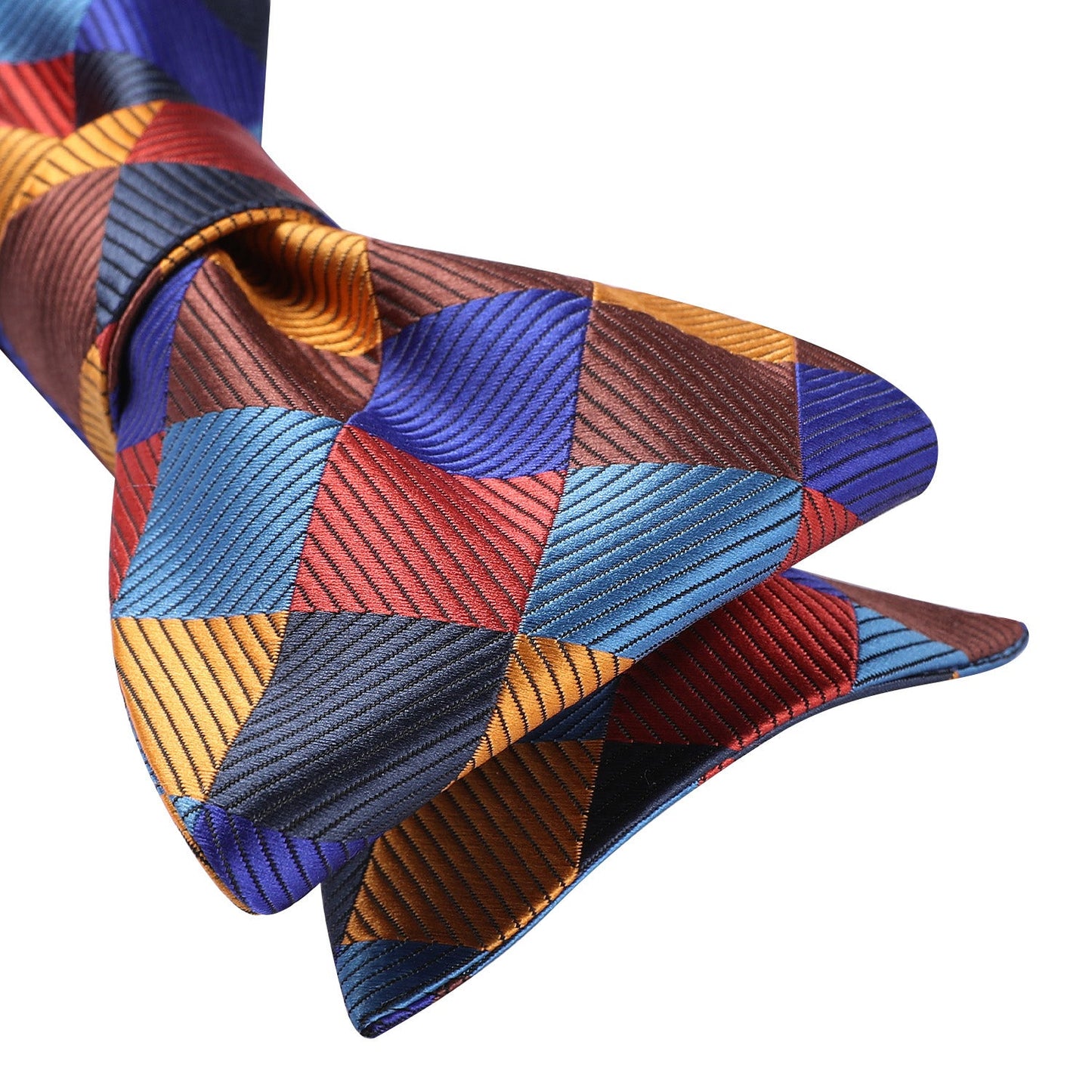 Hisdern Orange Blue Plaid Bow Tie Set For Special Occasions